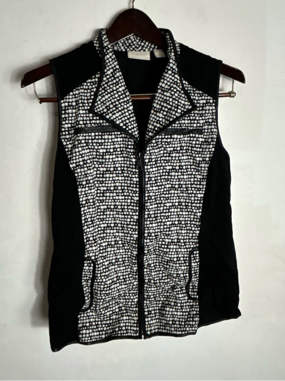 Chico's Black and White Patterned Sleeveless Vest